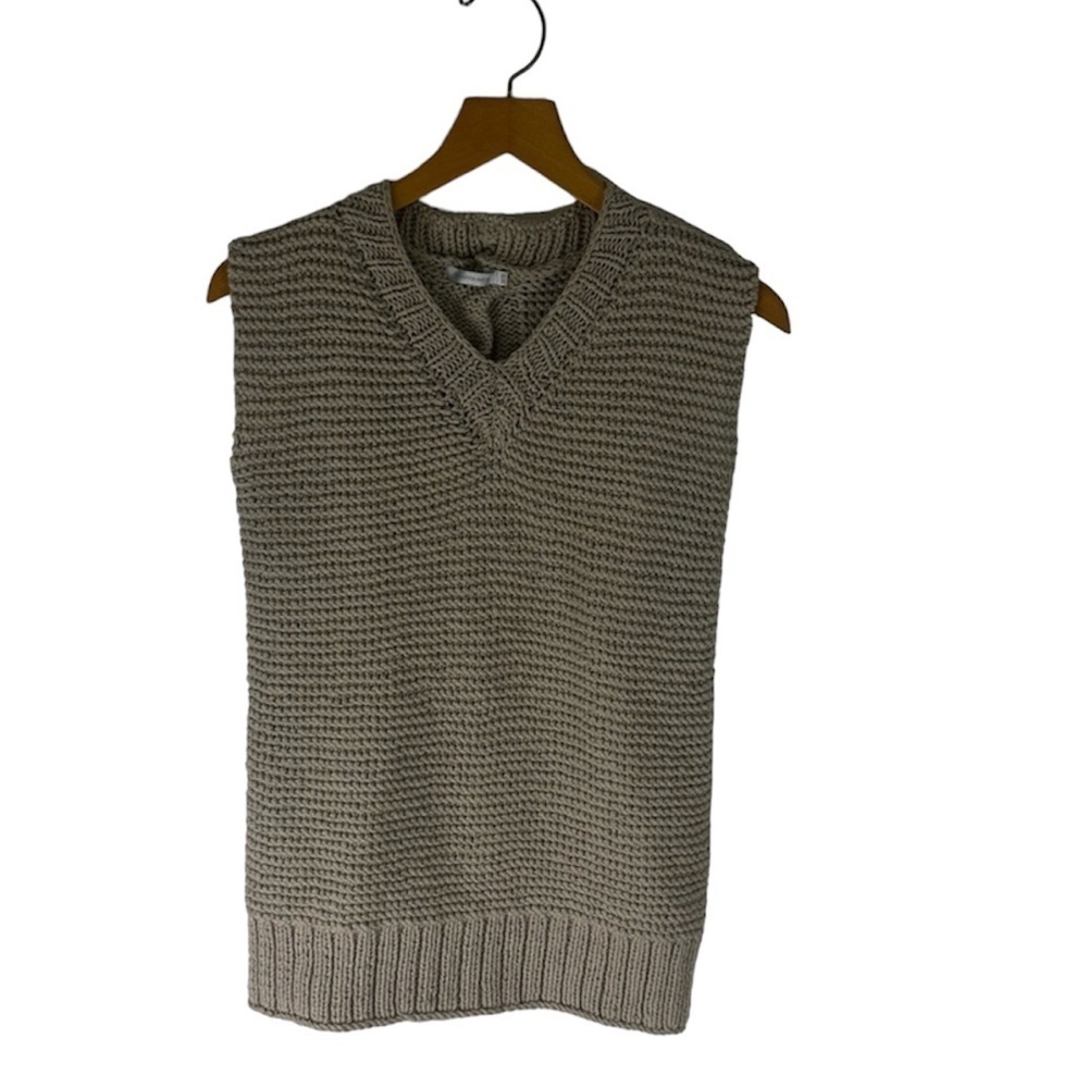 Maria Bonita Extra Woven Knit V-Neck Sweater Tan Size Medium
